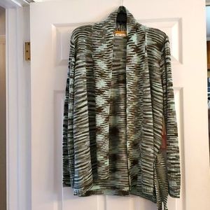 NWT ovla open front belted cardigan XL green